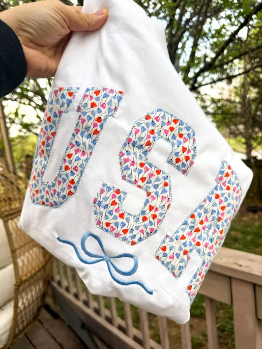 Floral USA Patriotic Tee